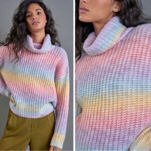 Anthropologie Knit Pastel Rainbow Sweater 🌈